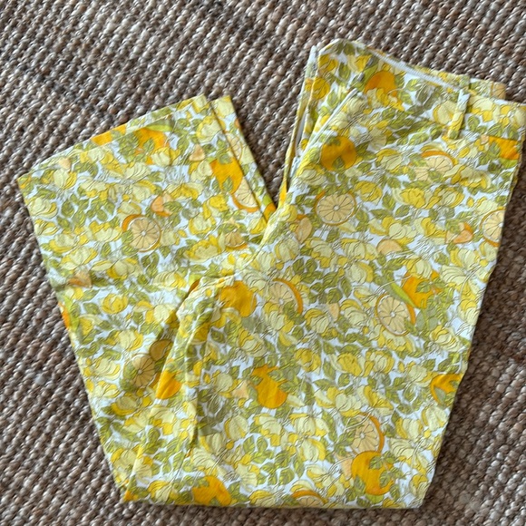 J. Crew Pants - J. Crew Yellow & Green Printed Ankle Pants